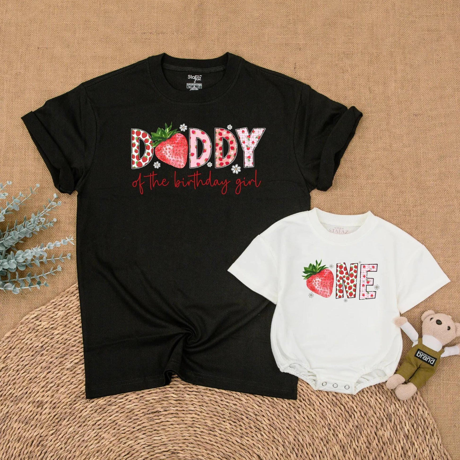 Sweet Strawberry First Birthday Matching Family Shirt for Girls Mommy and Me Berry First Birthday Outfit