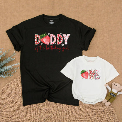 Sweet Strawberry First Birthday Matching Family Shirt for Girls Mommy and Me Berry First Birthday Outfit