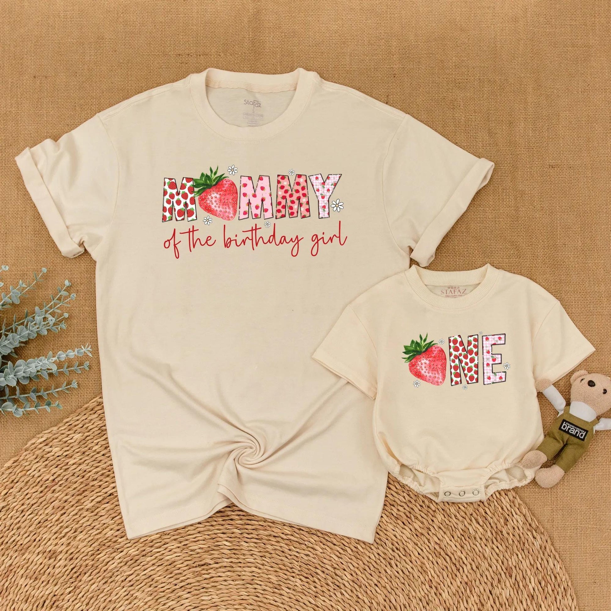 Sweet Strawberry First Birthday Matching Family Shirt for Girls Mommy and Me Berry First Birthday Outfit