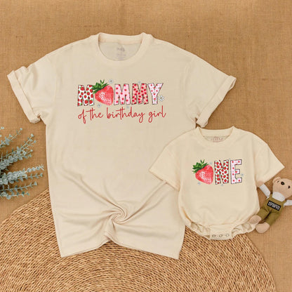 Sweet Strawberry First Birthday Matching Family Shirt for Girls Mommy and Me Berry First Birthday Outfit
