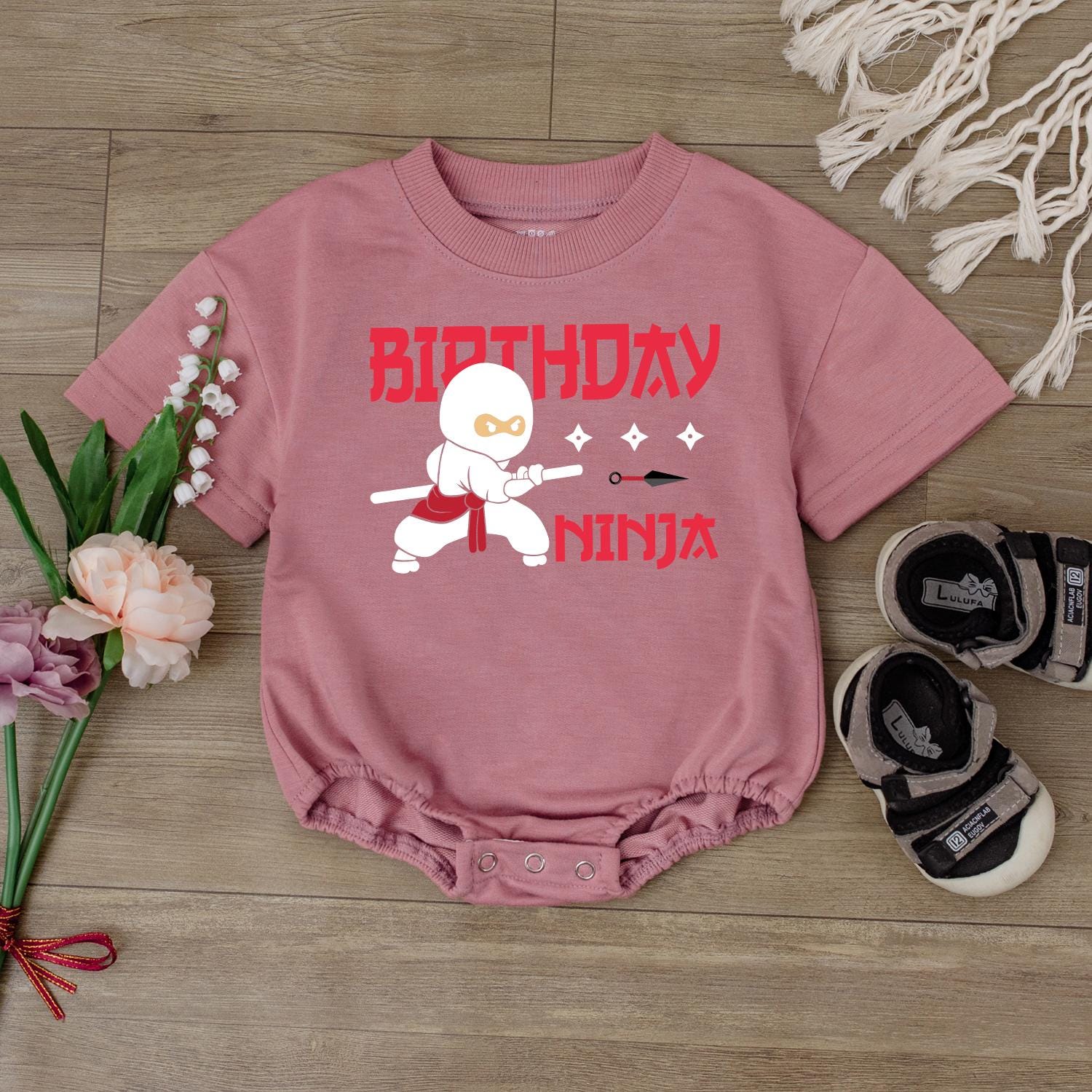 Cute Ninja Baby Romper First Birthday Outfit Funny Baby Boy Clothes Personalized Baby Gift Soft Cotton Comfortable