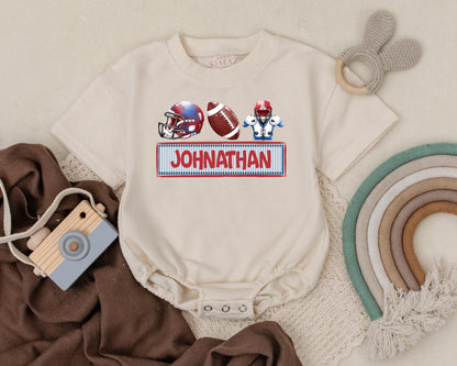 Personalized Kids Football Bubble Romper Game Day Outfit First Birthday Gift Sports Baby Clothes