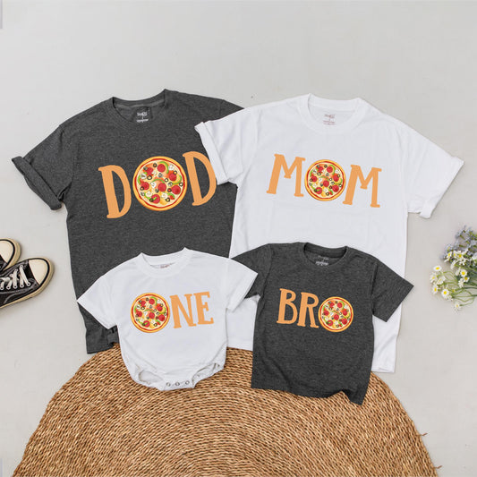 Matching Pizza Birthday Family T-Shirts - Pizza First Birthday Girl Tee, Mommy & Me Outfits, Baby Girl Romper, Slice Slice Baby