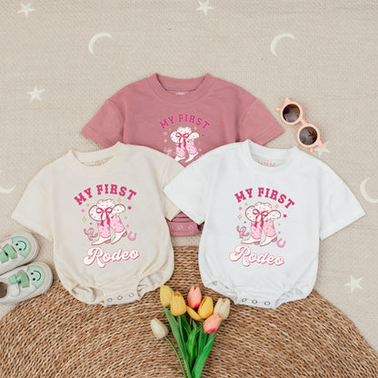 Girl's First Rodeo Birthday Romper | 1st Birthday Outfit | Highland Cowgirl Howdy Baby Girl Bodysuit (138 chars)