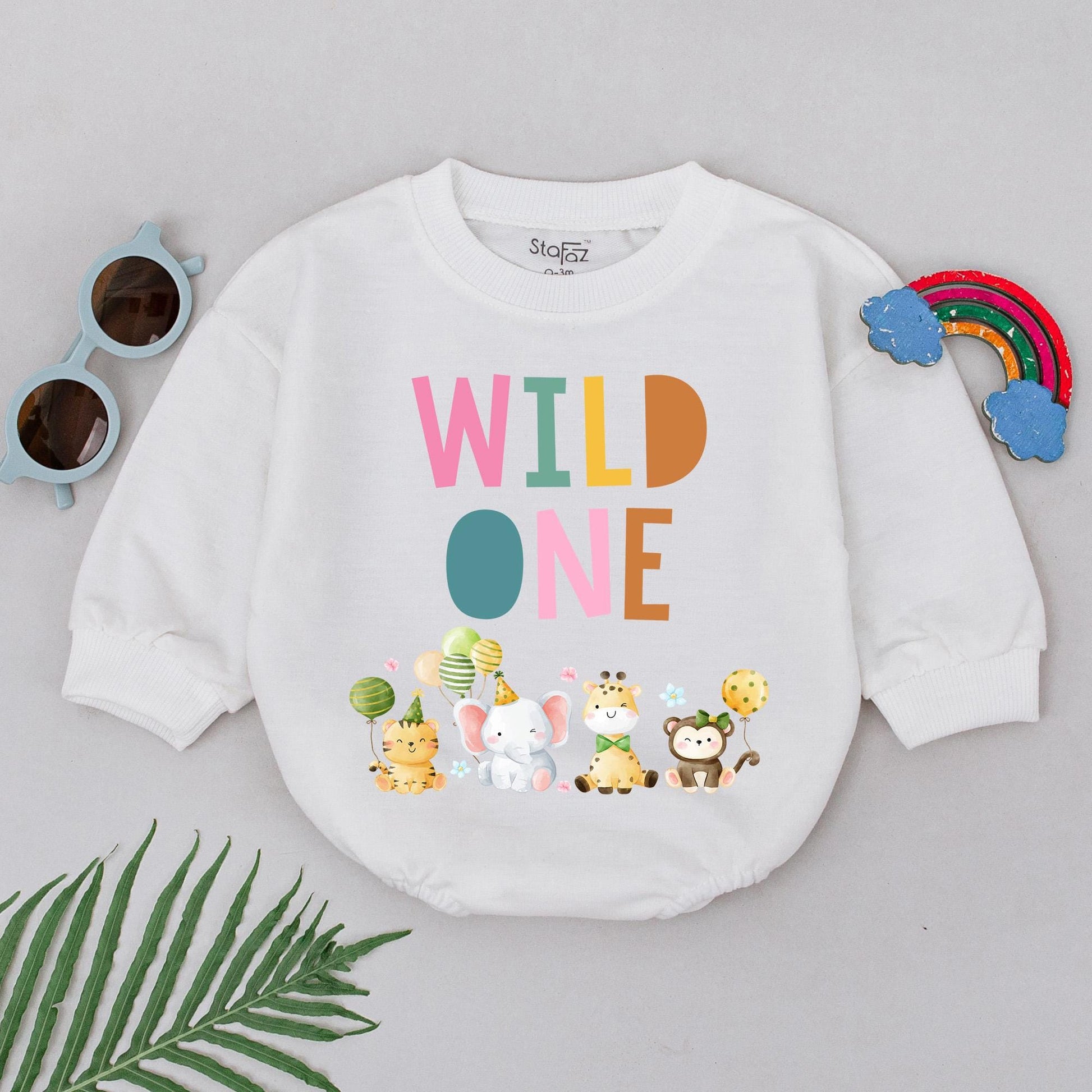 Wild One Birthday Romper Baby Boy Clothes Retro Safari Bubble 1st Birthday Party Animal Outfit First Birthday Gift Wild One Cake Smash Outfit 138