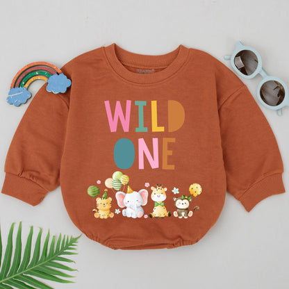 Wild One Birthday Romper Baby Boy Clothes Retro Safari Bubble 1st Birthday Party Animal Outfit First Birthday Gift Wild One Cake Smash Outfit 138