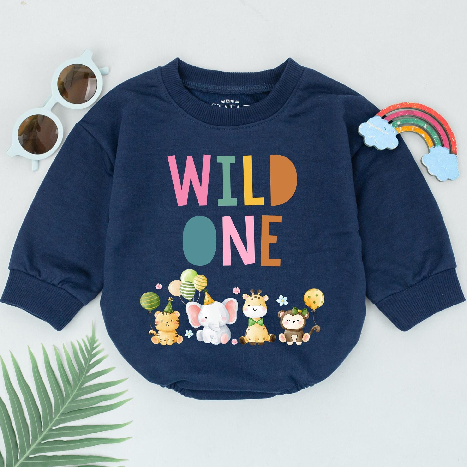 Wild One Birthday Romper Baby Boy Clothes Retro Safari Bubble 1st Birthday Party Animal Outfit First Birthday Gift Wild One Cake Smash Outfit 138