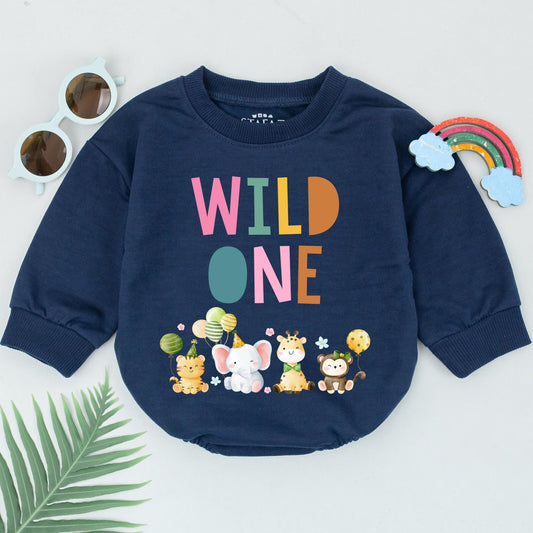 Wild One Birthday Romper Baby Boy Clothes Retro Safari Bubble 1st Birthday Party Animal Outfit First Birthday Gift Wild One Cake Smash Outfit 138