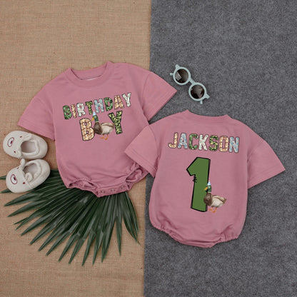 Personalized Lucky Duck Baby Romper Cute Mallard Duck Baby Clothes First Birthday Outfit What The Duck Baby Gift
