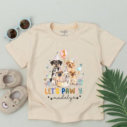 Matching Let's Pawty Family T-Shirts: Dog Birthday Party Outfits for Boy & Girl, Custom First Birthday Tees, Mommy and Me