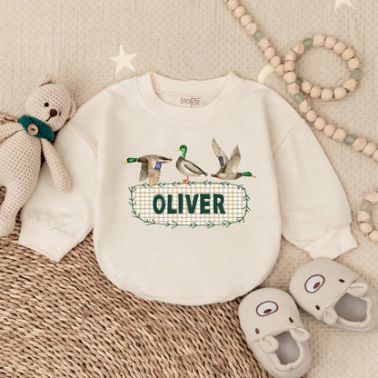 Personalized Mallard Duck Hunting Baby Romper Daddy's Hunting Buddy Cute Duckling Bodysuit Baby Shower Gift for Boys