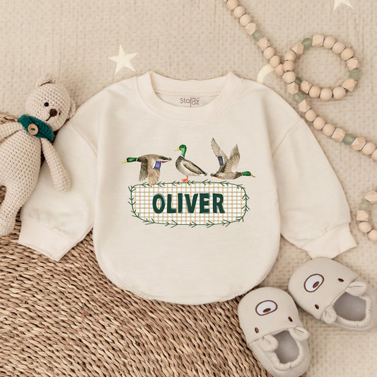 Personalized Mallard Duck Hunting Baby Romper Daddy's Hunting Buddy Cute Duckling Bodysuit Baby Shower Gift for Boys