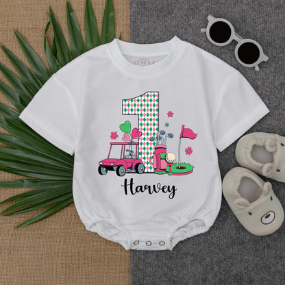 Custom Name Baby Girl Golf Caddy Romper Sweatshirt Daddy's Little Golfing Buddy Birthday Outfit Fathers Day Soft Play Clothes