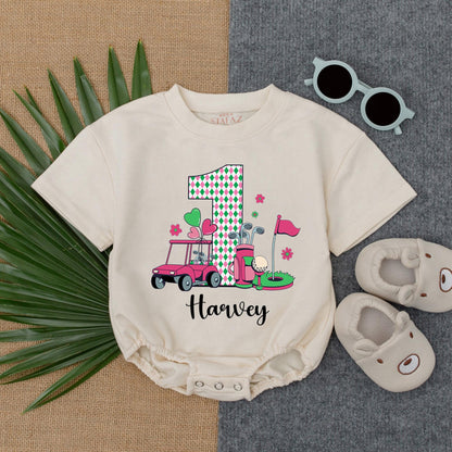 Custom Name Baby Girl Golf Caddy Romper Sweatshirt Daddy's Little Golfing Buddy Birthday Outfit Fathers Day Soft Play Clothes