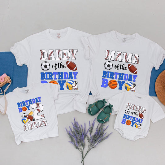 Sports Balls Birthday Family Matching Shirts Custom Team Party Outfits Mommy Dad Kid Guest Apparel