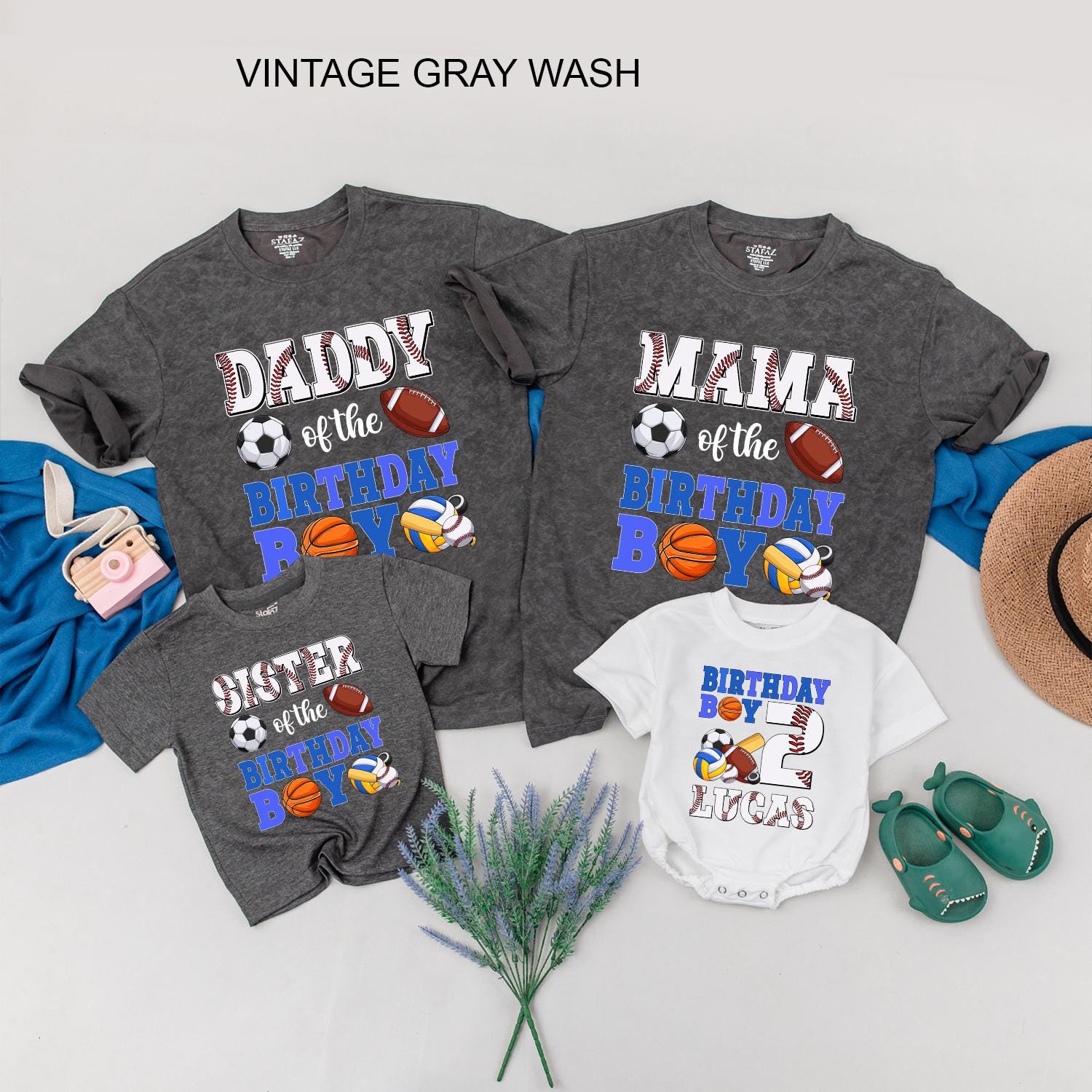 Sports Balls Birthday Family Matching Shirts Custom Team Party Outfits Mommy Dad Kid Guest Apparel