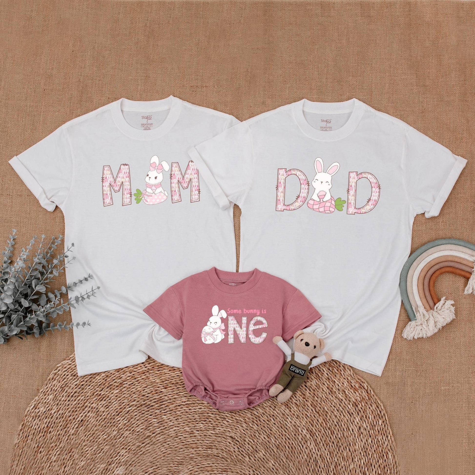 Some Bunny is One Matching Family Birthday Shirts, 1st Birthday Girl Outfits, Bunny Party, Mom & Baby, Custom
