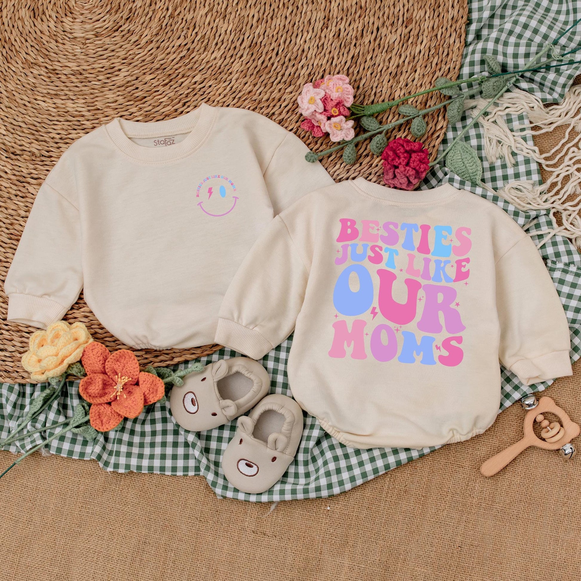 Besties Just Like Our Moms Baby Bodysuit, Matching Friends Outfit, Cute Best Friend Romper, Baby Shower Gift, New Mom Gift