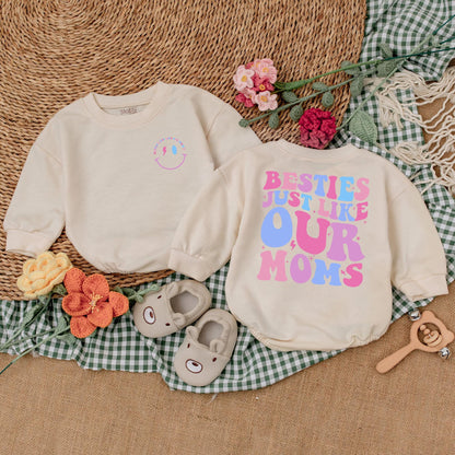 Besties Just Like Our Moms Baby Bodysuit, Matching Friends Outfit, Cute Best Friend Romper, Baby Shower Gift, New Mom Gift