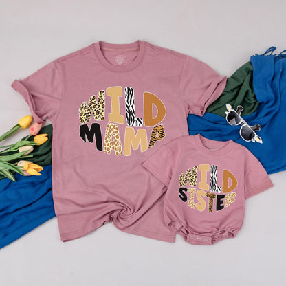 Personalized Wild Safari Family Matching T-Shirts and Romper for a Wild One Birthday Celebration Vacation Outfits