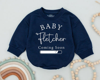 Personalized Baby Coming Soon Bodysuit, Custom Name Pregnancy Announcement Romper, Due Date Reveal Grow, Heart Progress Bar, Minimalist Design, Black Print 2025
