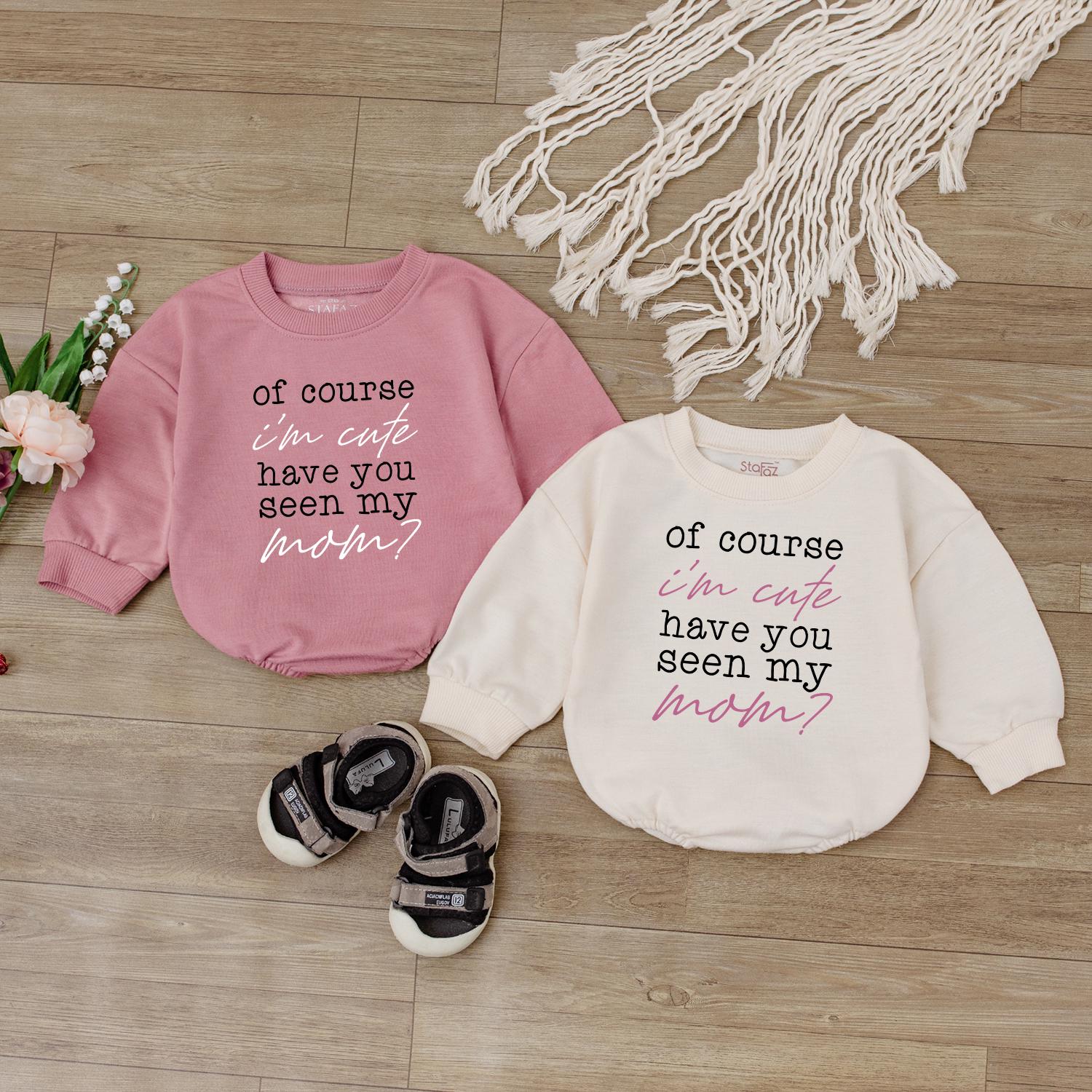 Cute Baby Romper 'Of Course I'm Cute' Funny Newborn Outfit Baby Shower Gift for Girl or Boy First Birthday Clothes