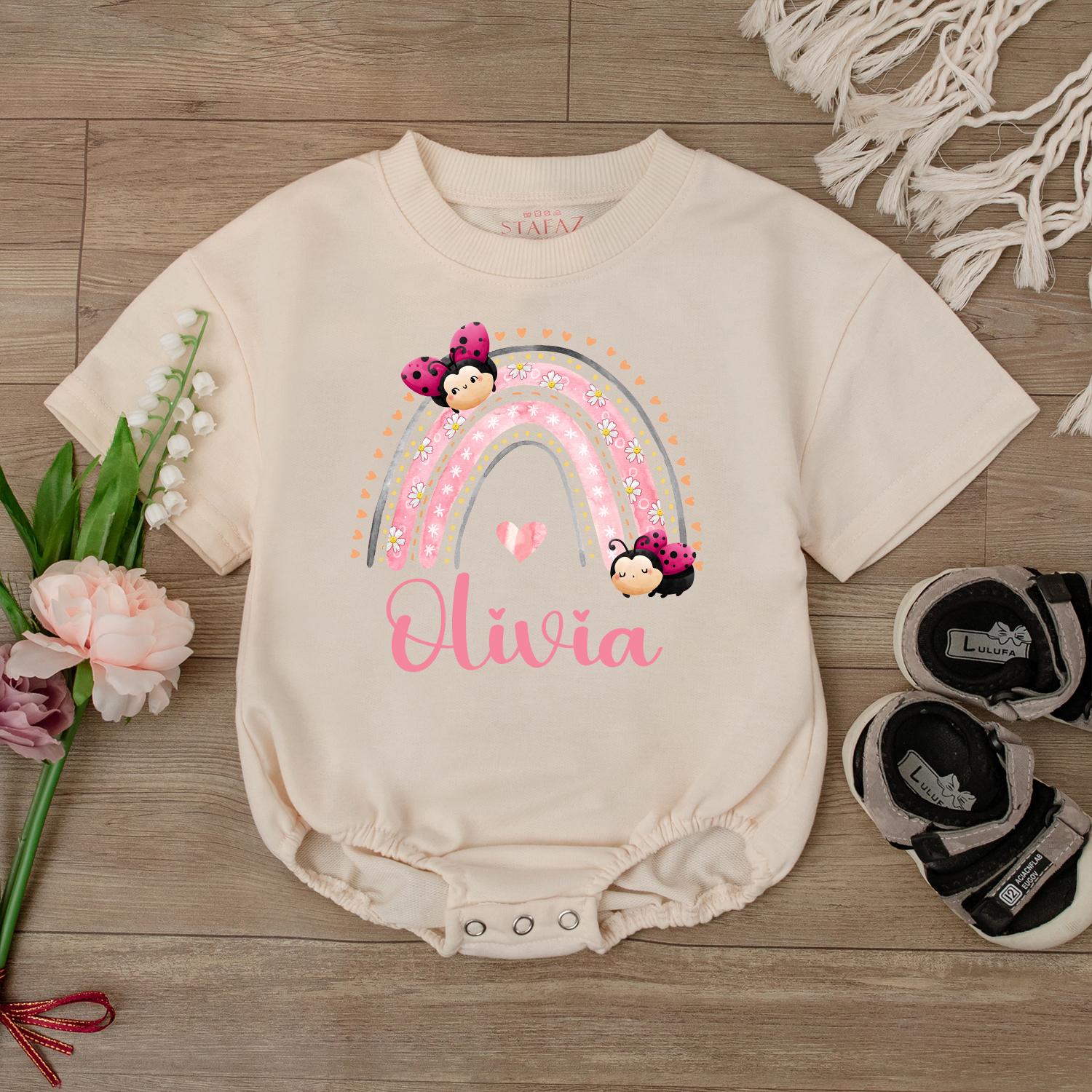 Cute Ladybug Birthday Girl Romper Personalized Baby First Birthday Bodysuit Custom June Bug Baby Gift Summer Cotton