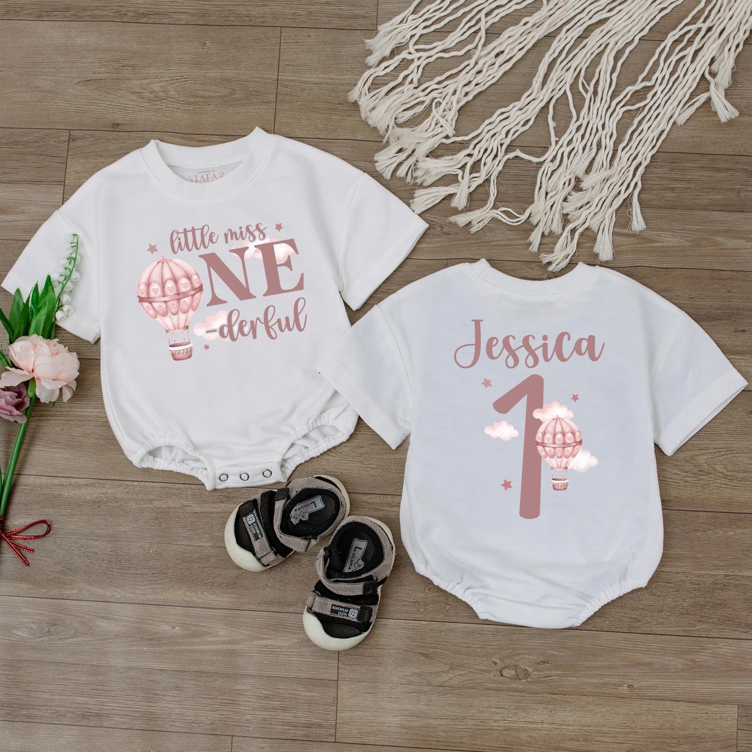 Little Miss One Hot Air Balloon Romper Adorable First Birthday Outfit for Baby Girl Custom Gift Idea for Toddlers