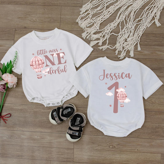 Little Miss One Hot Air Balloon Romper Adorable First Birthday Outfit for Baby Girl Custom Gift Idea for Toddlers