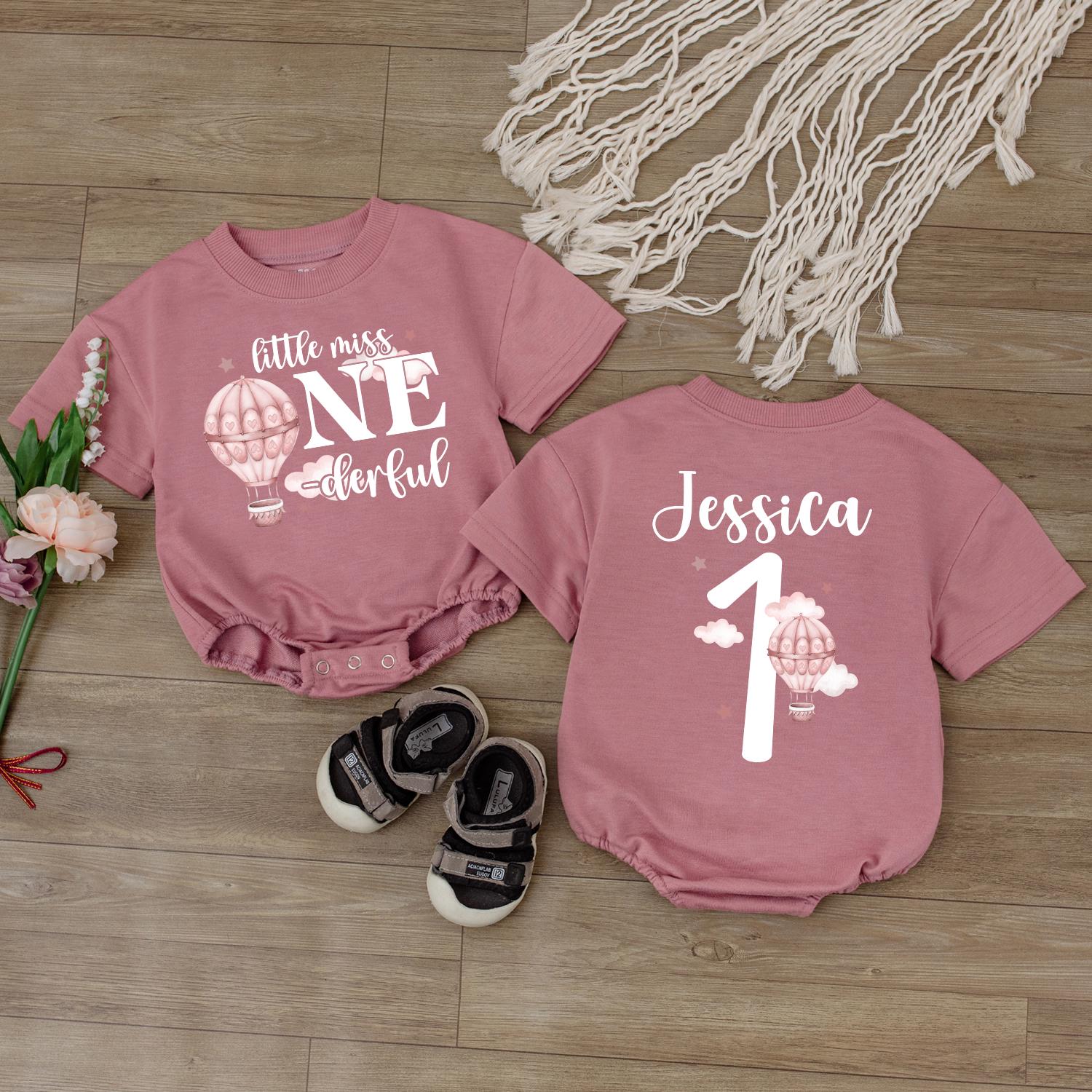 Little Miss One Hot Air Balloon Romper Adorable First Birthday Outfit for Baby Girl Custom Gift Idea for Toddlers