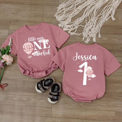 Little Miss One Hot Air Balloon Romper Adorable First Birthday Outfit for Baby Girl Custom Gift Idea for Toddlers