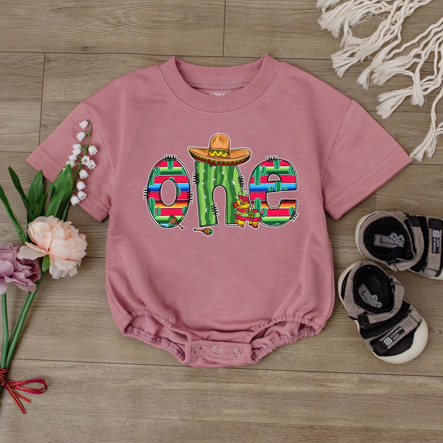 Cute Fiesta 1st Birthday Baby Romper Uno Fiesta Outfit Cinco de Mayo Baby Shower Gift