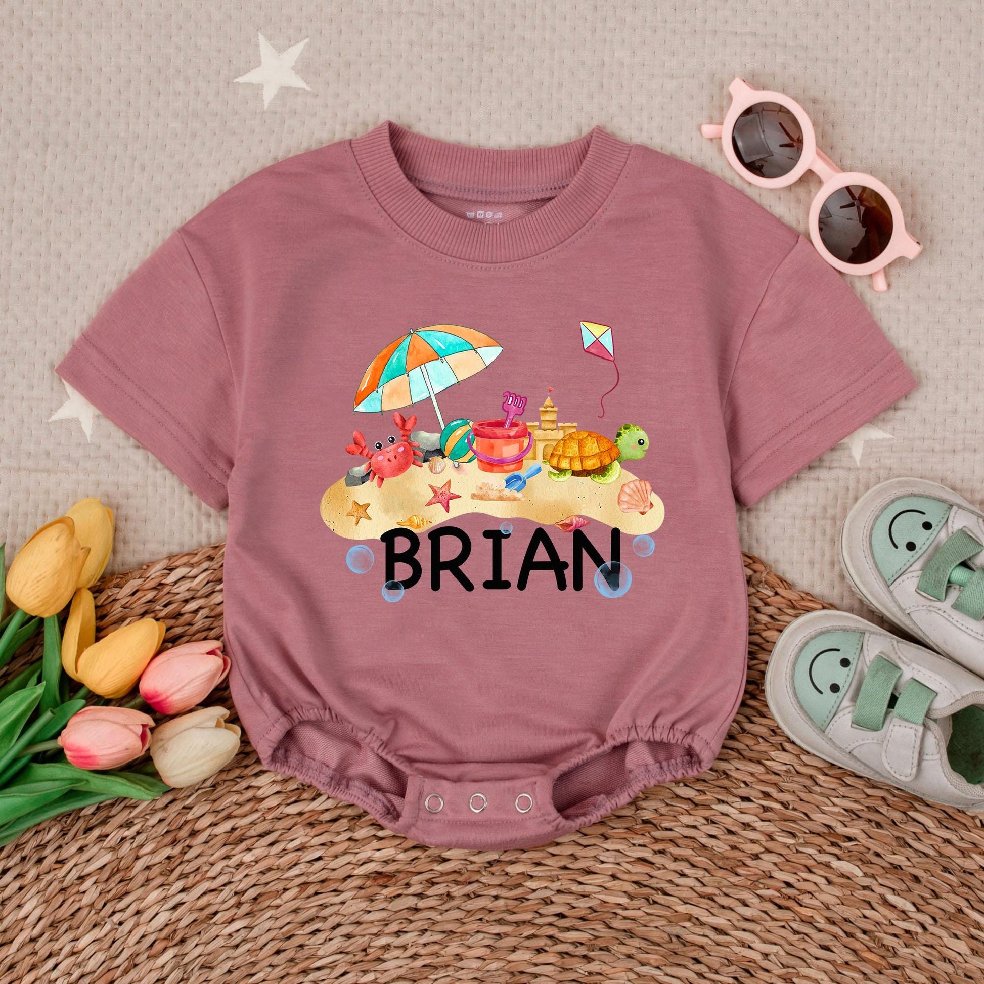 Personalized My First Beach Vacation Baby Romper Summer Bodysuit Infant Girl/Boy Outfit Shower Gift Vacation Romper 1st Vacation