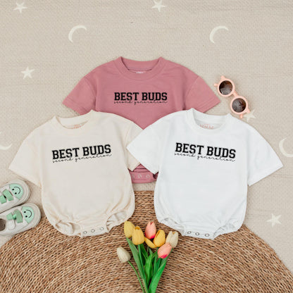 Best Buds Second Generation Baby Romper Short Sleeves Baby Announcement Best Friend Outfit Baby Shower Gift Cute New Baby Clothes