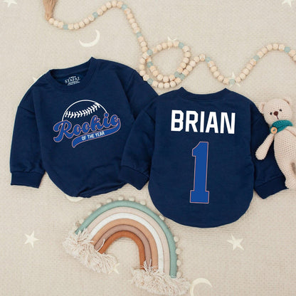 Rookie of the Year Baseball Birthday Romper, Baby Boy 1st Birthday Outfit, Red & Blue Sports Bodysuit for a Fun Celebration