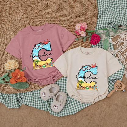Personalized Name Beach Baby Romper | Summer Baby Bodysuit for Coastal Adventures | Baby Shower Gift Idea | Custom Romper