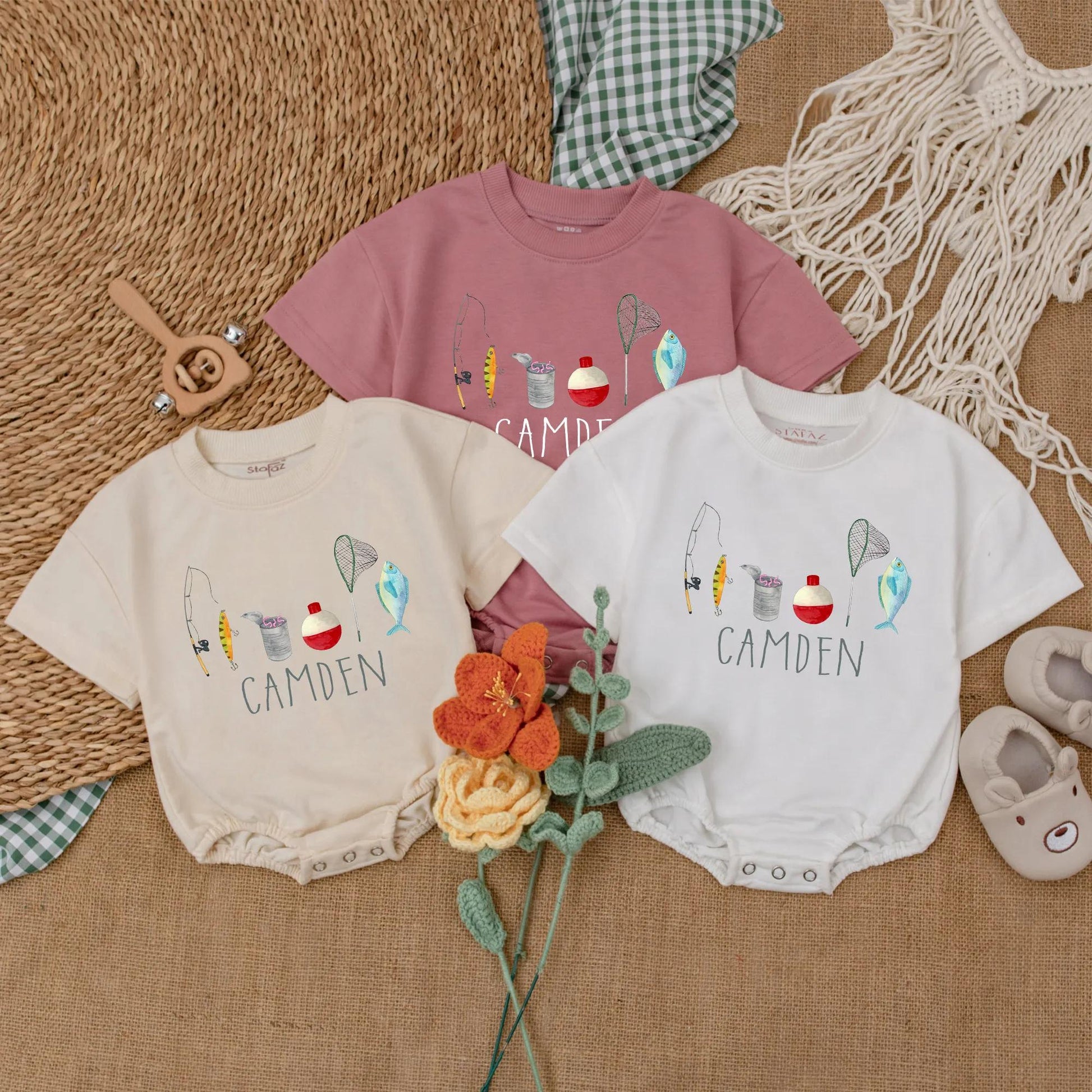 Personalized Fishing Baby Boy Romper Father's Day Bodysuit Newborn Fishing Coming Home Outfit Gift for Dad