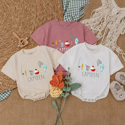 Personalized Fishing Baby Boy Romper Father's Day Bodysuit Newborn Fishing Coming Home Outfit Gift for Dad