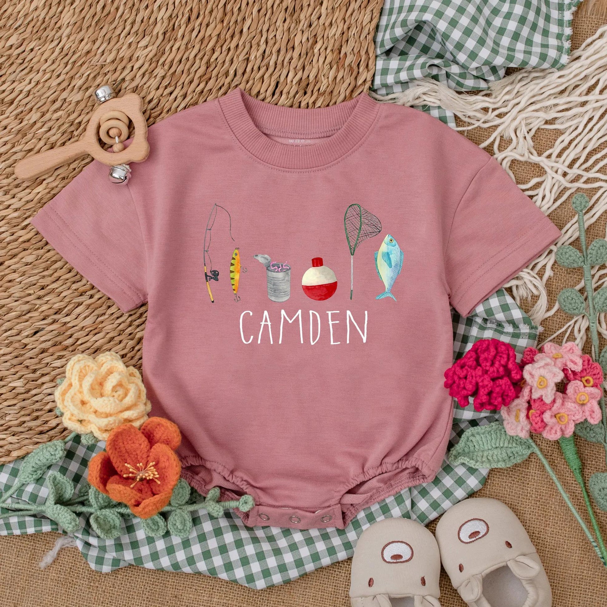 Personalized Fishing Baby Boy Romper Father's Day Bodysuit Newborn Fishing Coming Home Outfit Gift for Dad