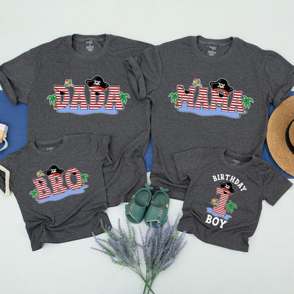 Ahoy Matey Pirate Family Birthday Shirts, Matching Pirate Theme Outfit Set for Mom, Dad, Baby Boy, Sister, Cute First Birthday, Matching Family Tees