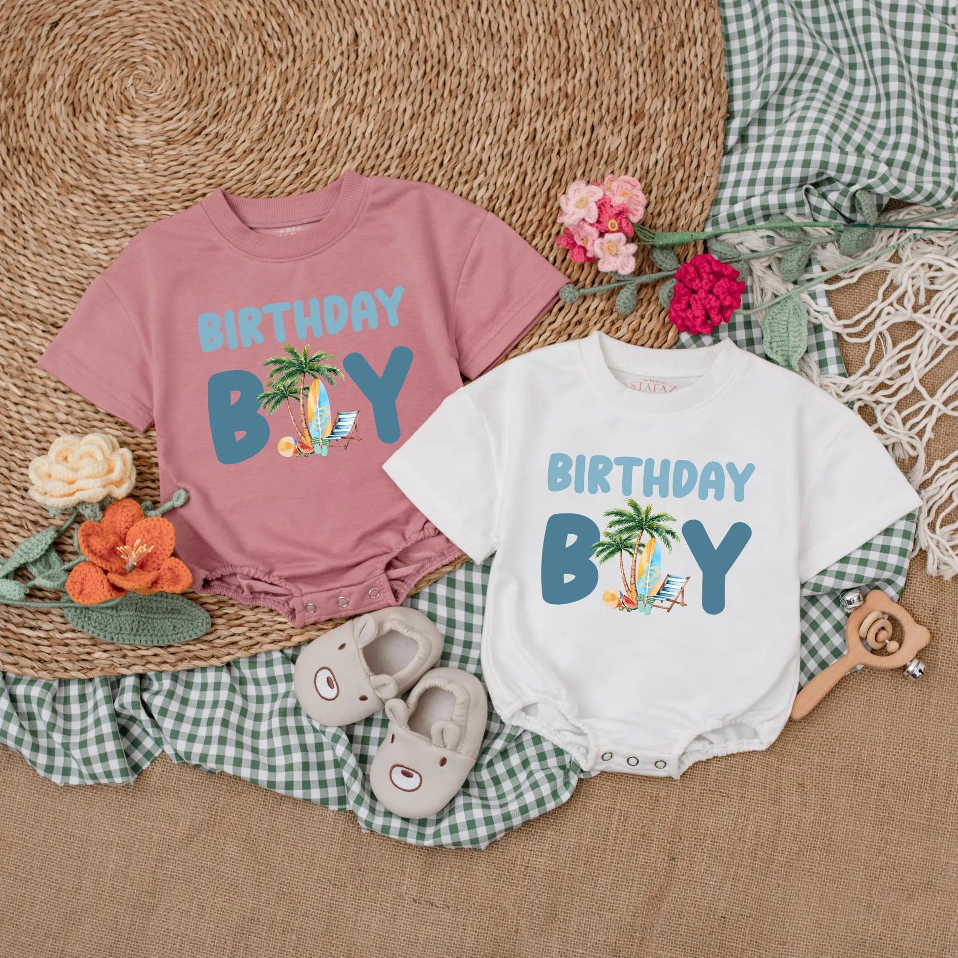 Personalized Surf's Up First Birthday Boy Romper, Beach Party Bodysuit, Custom Name, Ocean Theme Cake Smash Outfit, Summer Baby, Coastal Gift (139 chars)