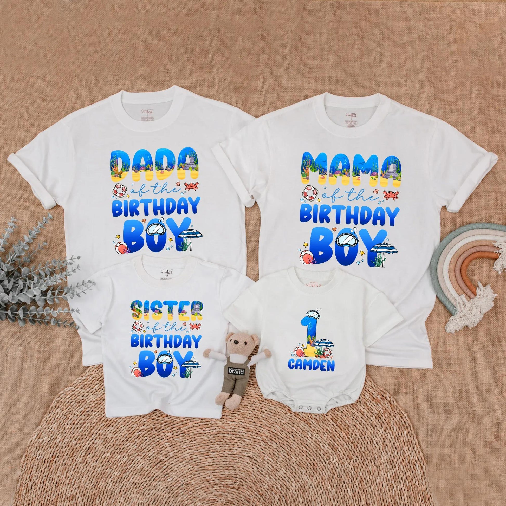 Ocean Birthday Matching Family Shirts Sea Animals Theme First Birthday Party Gift "Oneder the Sea" "Whale Birthday"