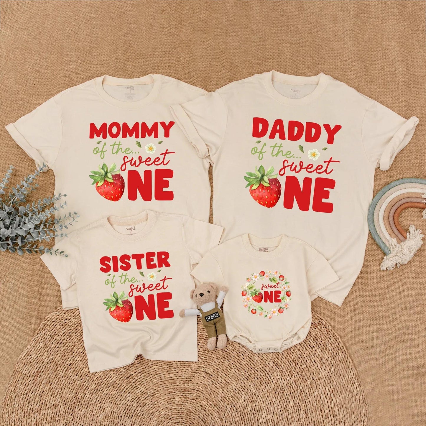 Berry Sweet First Birthday Family Matching Outfits Strawberry 1st Birthday Girl Party Theme