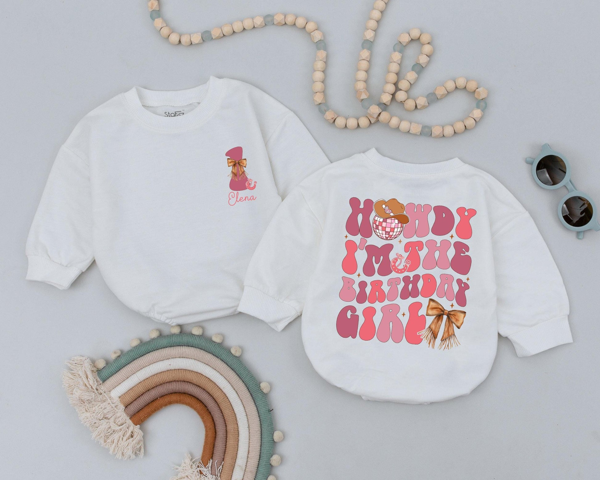 Personalized Name Retro Cowgirl Romper for Baby Girl, My First Rodeo Birthday Outfit, Western Baby Clothes, Custom Cowgirl Gift