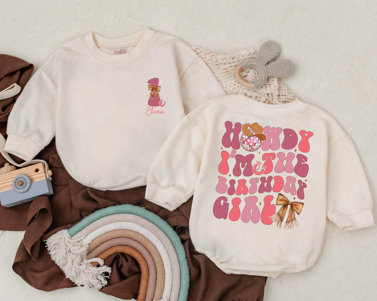 Personalized Name Retro Cowgirl Romper for Baby Girl, My First Rodeo Birthday Outfit, Western Baby Clothes, Custom Cowgirl Gift