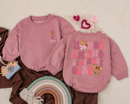 Personalized Name Retro Cowgirl Romper for Baby Girl, My First Rodeo Birthday Outfit, Western Baby Clothes, Custom Cowgirl Gift