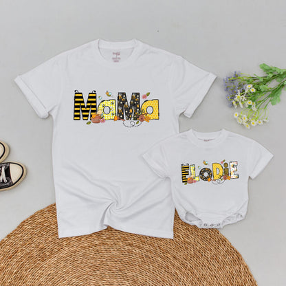 Personalized Bees Family First Birthday T-Shirt Romper Cute Bee Theme Mommy and Me Matching Outfit Baby Shower Gift Cotton