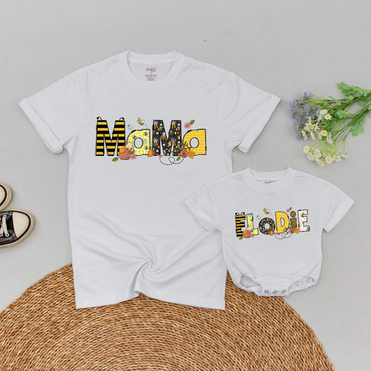 Personalized Bees Family First Birthday T-Shirt Romper Cute Bee Theme Mommy and Me Matching Outfit Baby Shower Gift Cotton