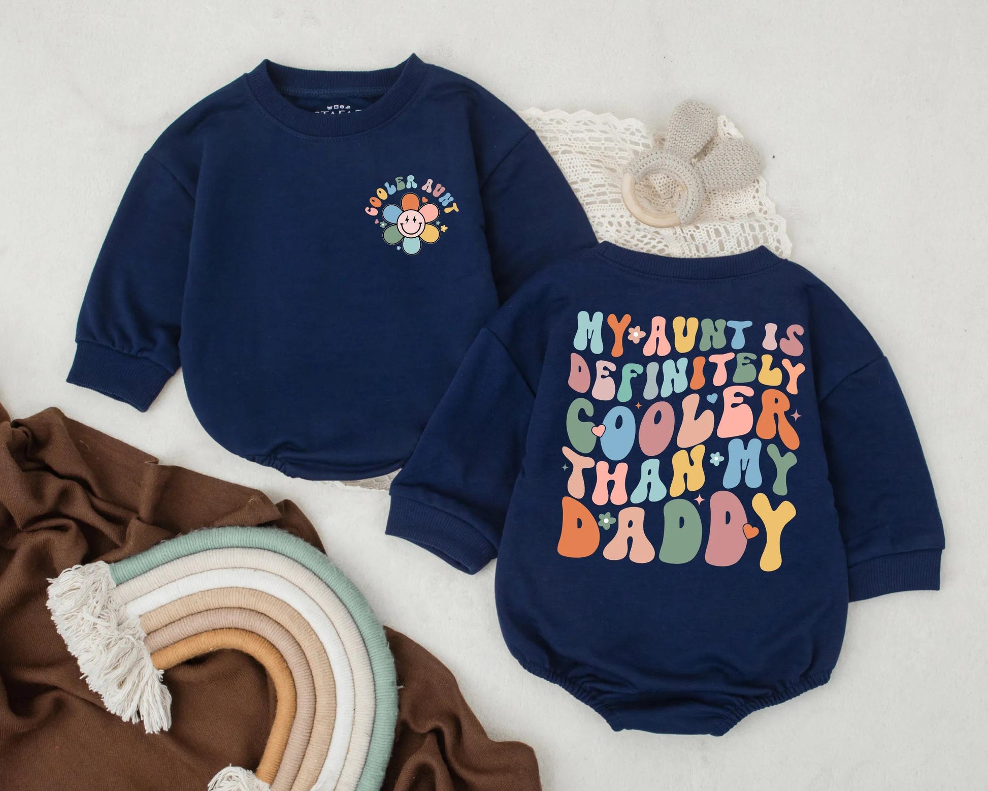 Cool Aunt Baby Bubble Romper Retro Mother's Day Infant Outfit Cute Toddler Bodysuit Newborn Baby Shower Gift