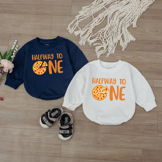 Cute Pizza Half Birthday Romper for Boys Adorable 1/2 Way To One Outfit Adorable Gift for Baby Boy First Birthday Celebration Cotton Soft Comfortable